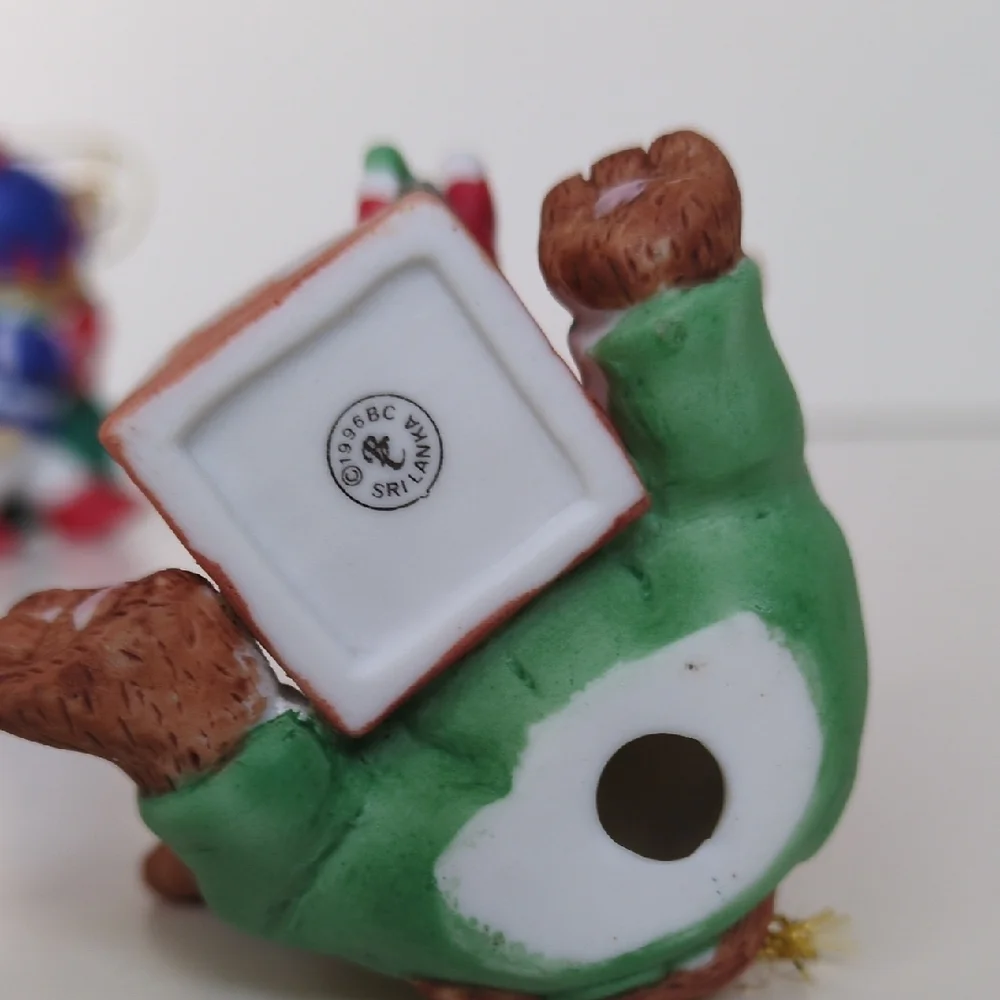 Vintage 90s Bronson Cat Christmas Ornaments - Tree Cutting‎ Eating Pie Santa Toy